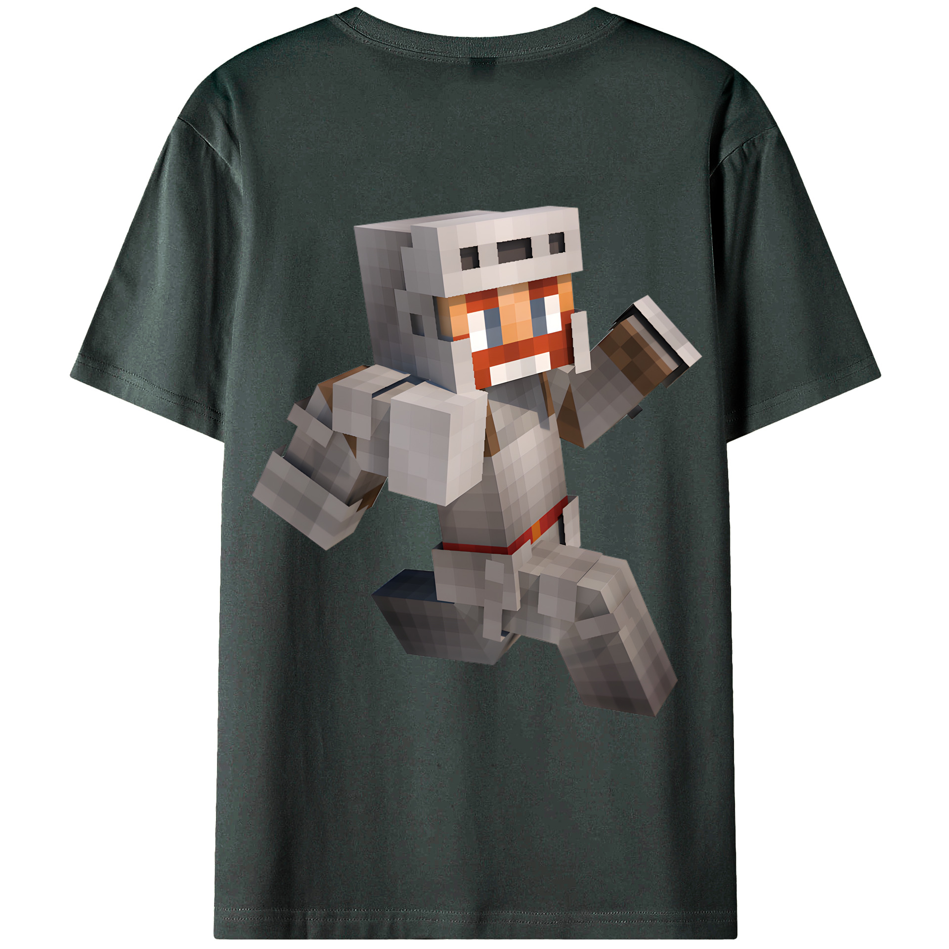 （画像用） マインクラフト ブロックの世界 Minecraft MC Block world 綿100％ メンズ半袖Tシャツ（バックプリント） 通気性